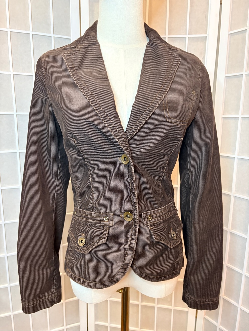 Corduroy Tailored Women's Brown Blazer XS